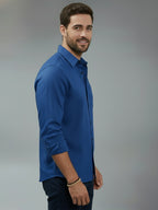TerraDesi Alabaster Peak Solid Cotton Blend Formal Shirt