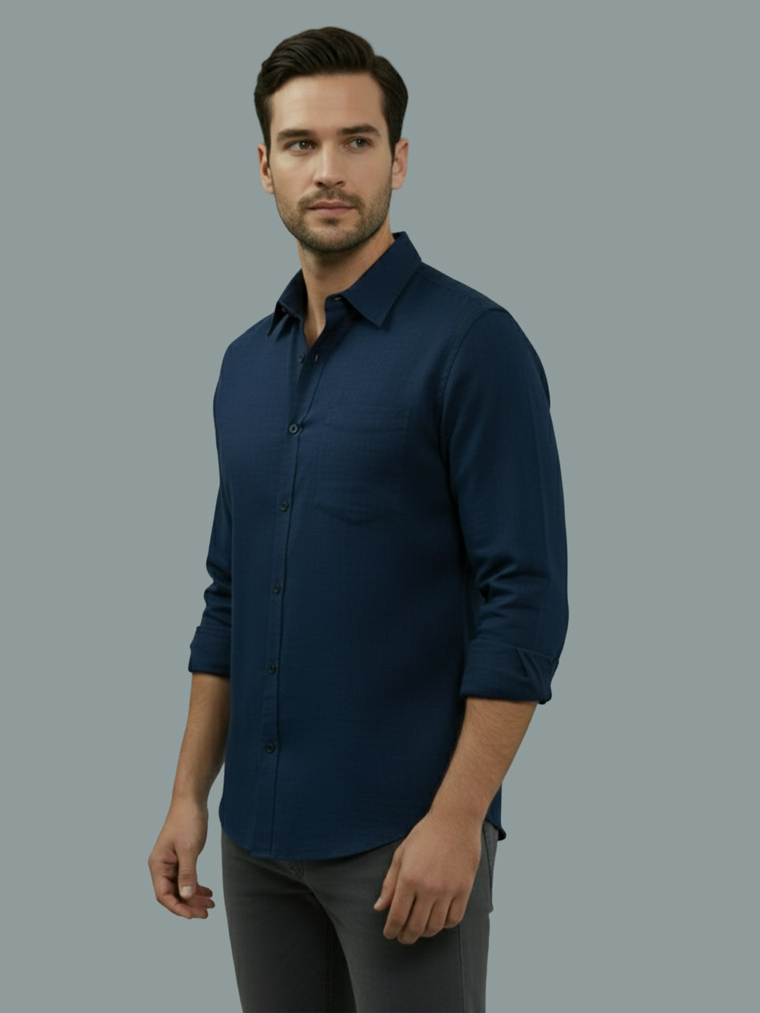 TerraDesi Saffron Ember Solid Cotton Formal Shirt
