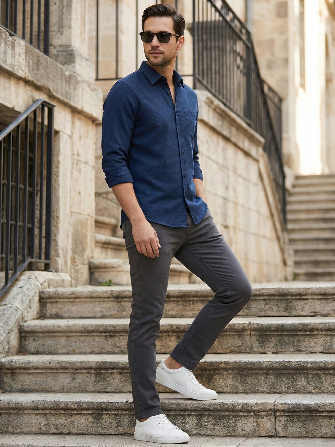 TerraDesi Saffron Ember Solid Cotton Formal Shirt