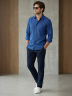TerraDesi Alabaster Peak Solid Cotton Blend Formal Shirt