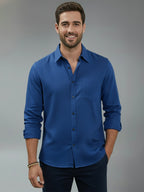 TerraDesi Alabaster Peak Solid Cotton Blend Formal Shirt