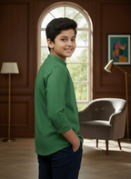TerraDesi Junior Alabaster Grace Solid Mandarin Shirt