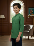 TerraDesi Junior Alabaster Grace Solid Mandarin Shirt