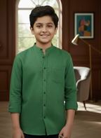 TerraDesi Junior Alabaster Grace Solid Mandarin Shirt
