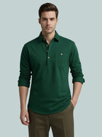 TerraDesi Onyx Midnight Solid Cotton Short Kurta