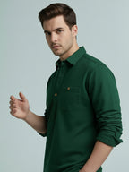 TerraDesi Onyx Midnight Solid Cotton Short Kurta