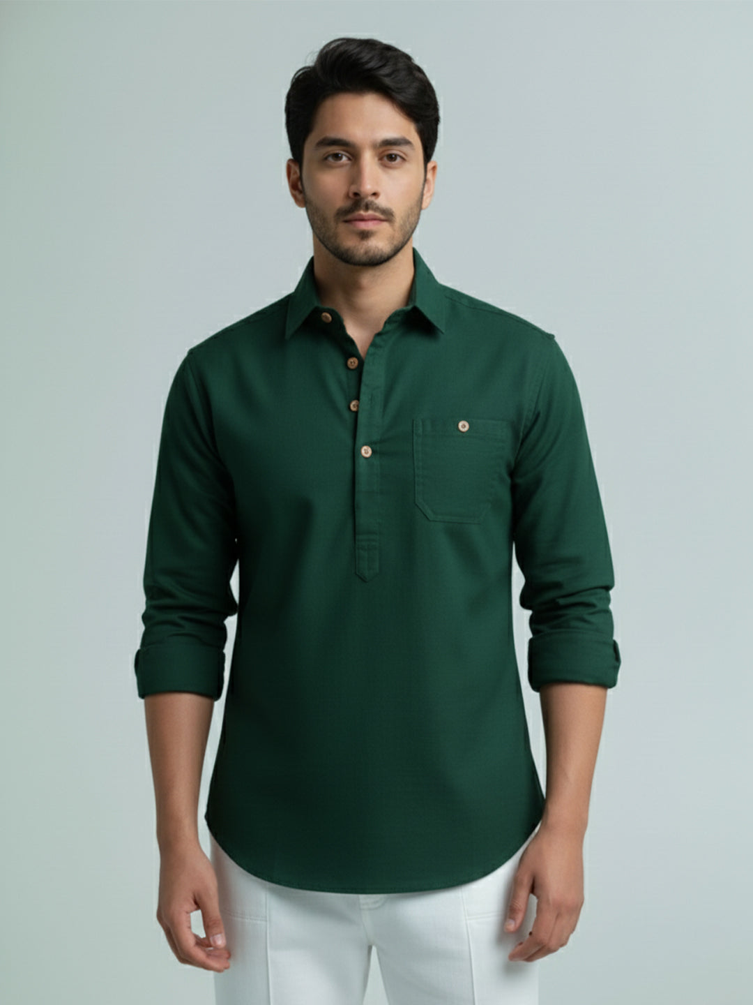 TerraDesi Men's Premium Cotton Short Kurta – Modern Ethnic Essential (SE82)