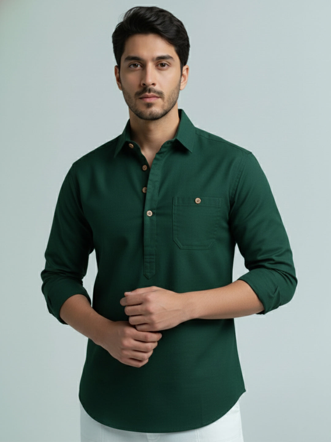 TerraDesi Men's Premium Cotton Short Kurta – Modern Ethnic Essential (SE82)