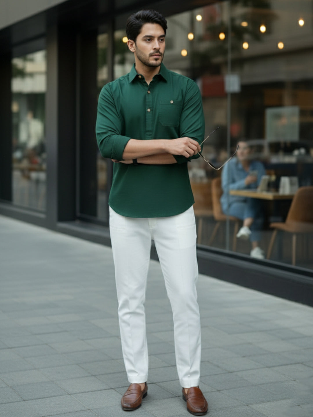 TerraDesi Men's Premium Cotton Short Kurta – Modern Ethnic Essential (SE82)