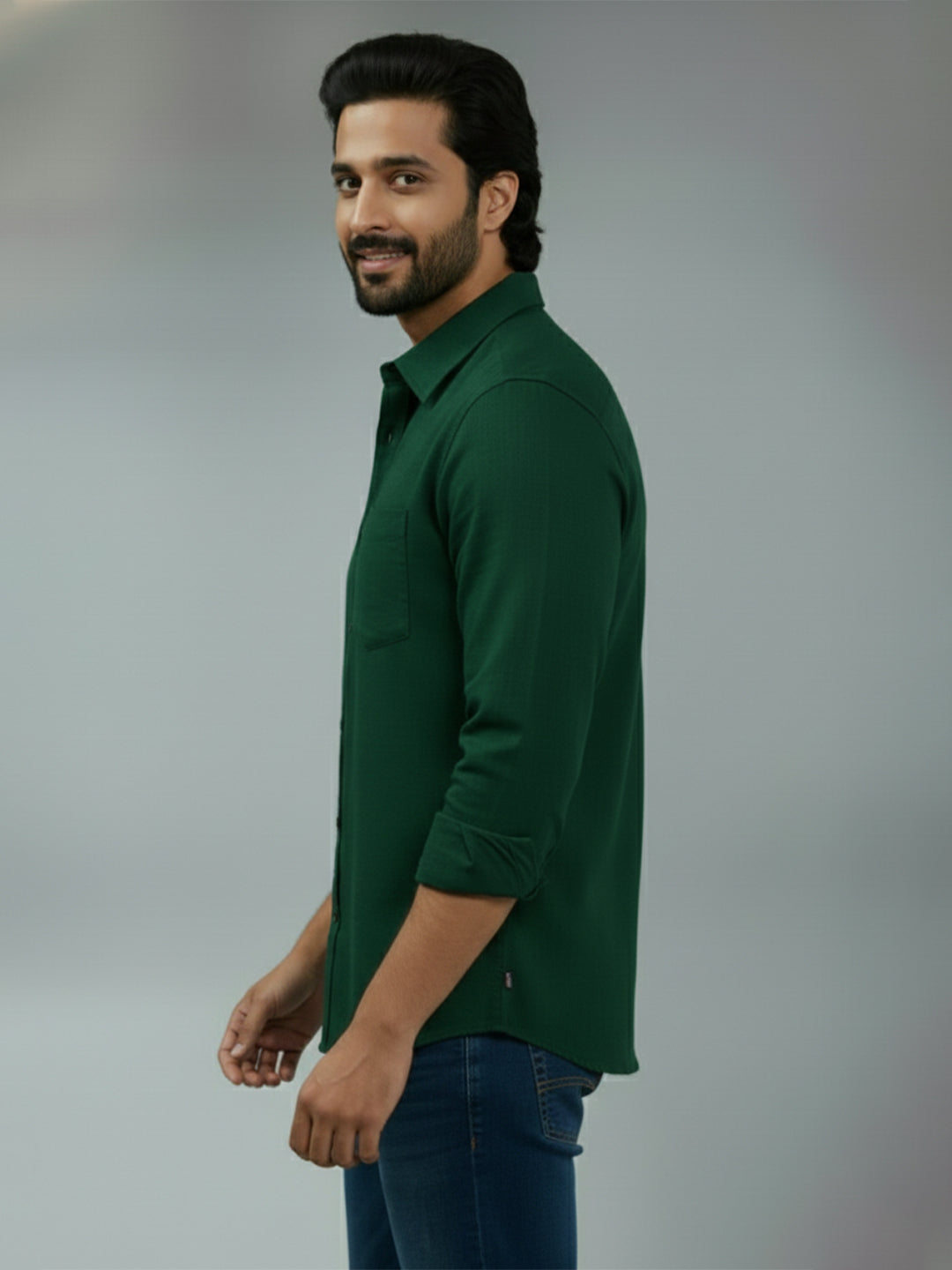 TerraDesi Azure Zenith Solid Cotton Blend Formal Shirt