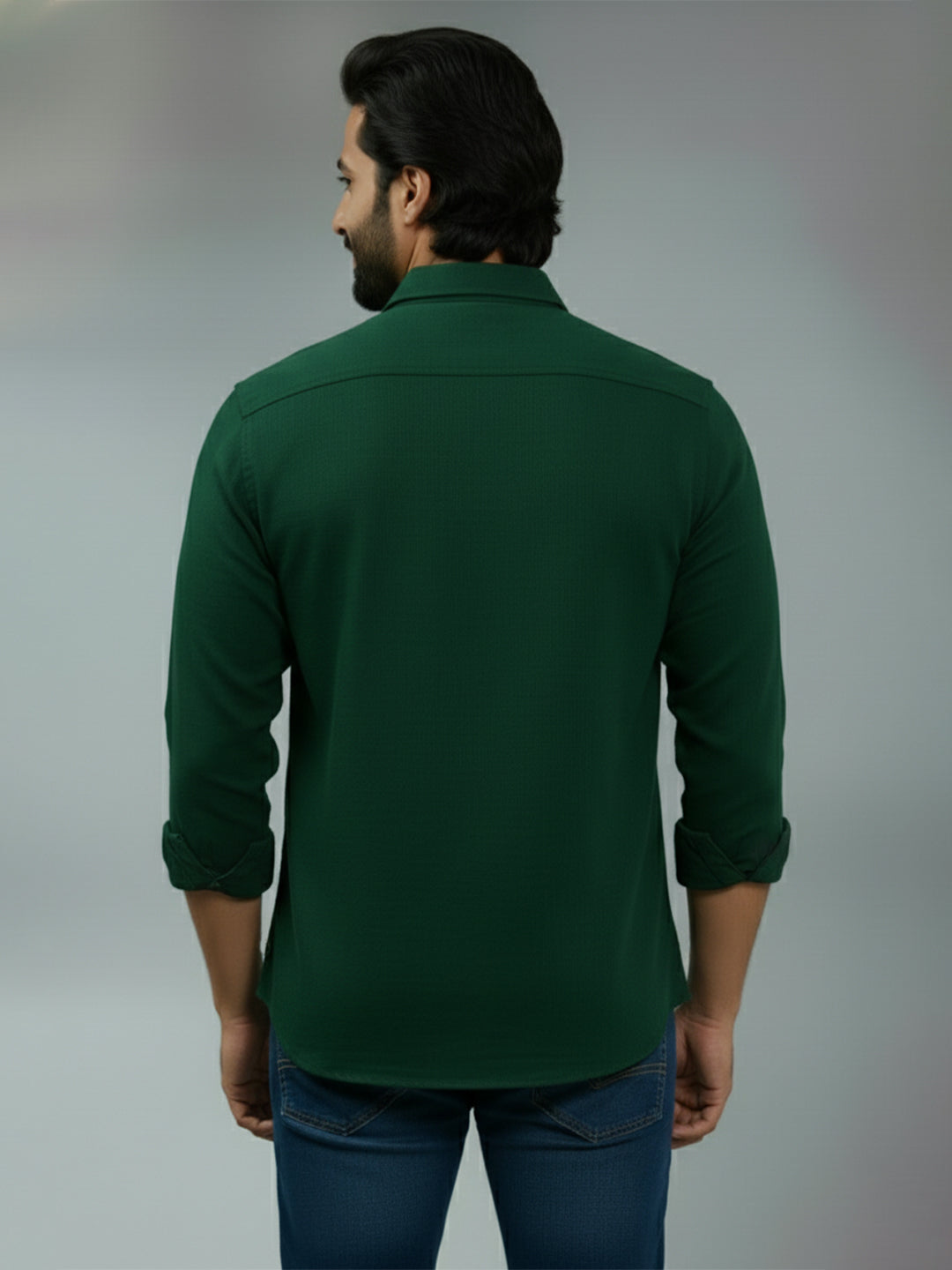 TerraDesi Azure Zenith Solid Cotton Blend Formal Shirt