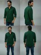 TerraDesi Azure Zenith Solid Cotton Blend Formal Shirt