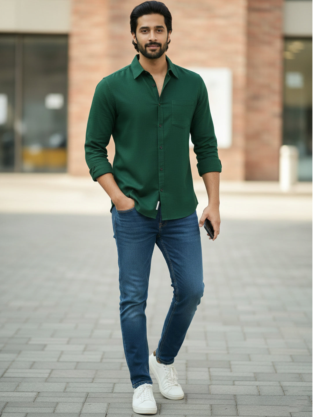 TerraDesi Azure Zenith Solid Cotton Blend Formal Shirt