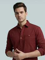 TerraDesi Onyx Midnight Solid Cotton Short Kurta