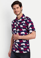 TerraDesi Abstract Wave Print Rayon Shirt – Maroon Navy Statement Casual
