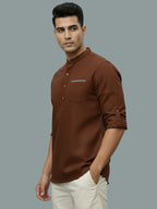 TerraDesi Men's Casual Regular Fit Full Sleeve Pocket Contrast Kurta (SE119)