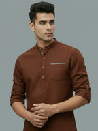 TerraDesi Men's Casual Regular Fit Full Sleeve Pocket Contrast Kurta (SE119)