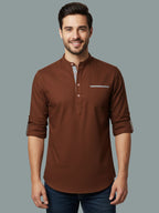 TerraDesi Men's Regular Fit Cotton Mandarin Collar Kurta (SE120)
