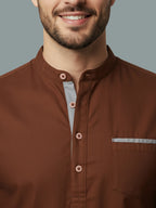 TerraDesi Men's Regular Fit Cotton Mandarin Collar Kurta (SE120)