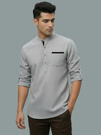 TerraDesi Men's Casual Regular Fit Full Sleeve Pocket Contrast Kurta (SE119)