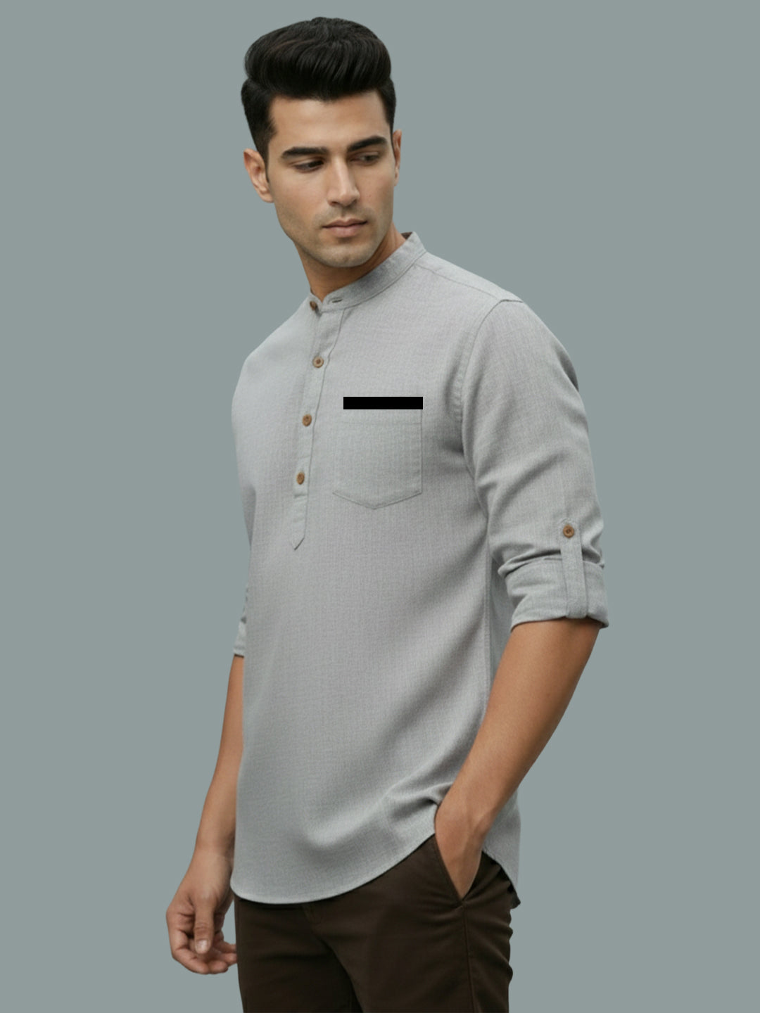 TerraDesi Men's Casual Regular Fit Full Sleeve Pocket Contrast Kurta (SE119)