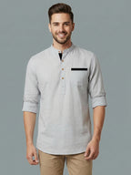 TerraDesi Men's Regular Fit Cotton Mandarin Collar Kurta (SE120)