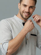 TerraDesi Men's Regular Fit Cotton Mandarin Collar Kurta (SE120)
