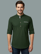 TerraDesi Men's Regular Fit Cotton Mandarin Collar Kurta (SE120)