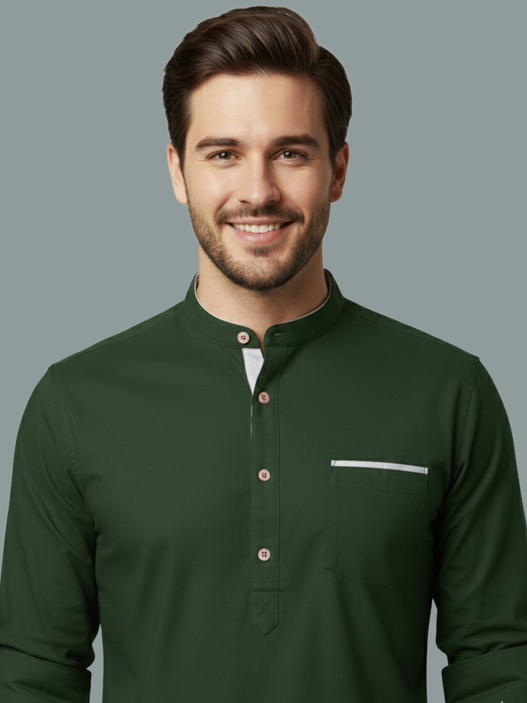 TerraDesi Men's Regular Fit Cotton Mandarin Collar Kurta (SE120)