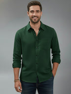 TerraDesi Alabaster Peak Solid Cotton Blend Formal Shirt