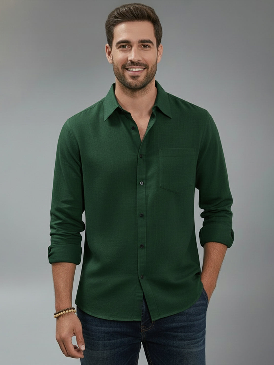 TerraDesi Alabaster Peak Solid Cotton Blend Formal Shirt
