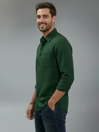 TerraDesi Alabaster Peak Solid Cotton Blend Formal Shirt