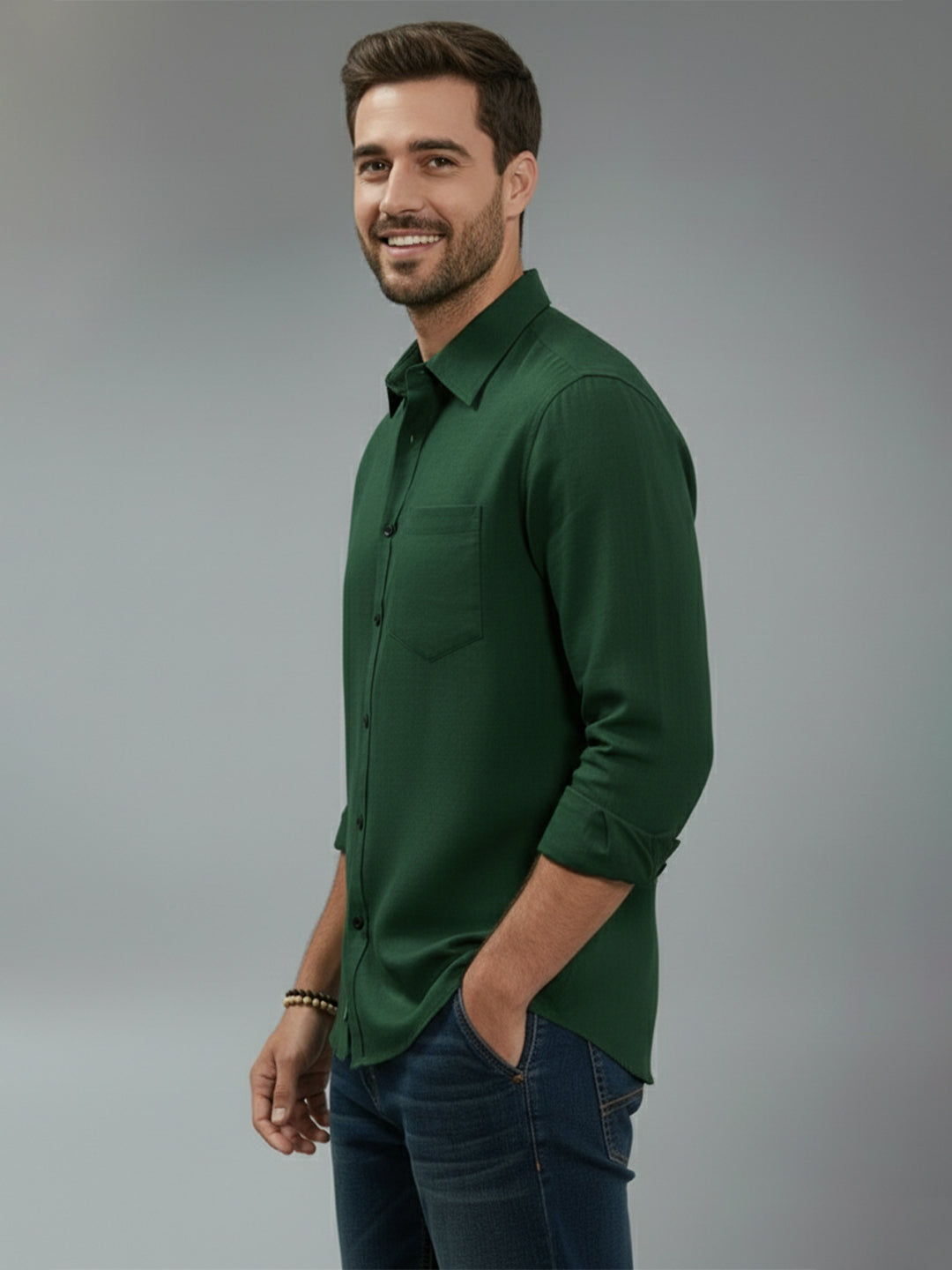 TerraDesi Alabaster Peak Solid Cotton Blend Formal Shirt