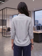 Pearl Mist Satin Shirt – Effortless Workday Elegance