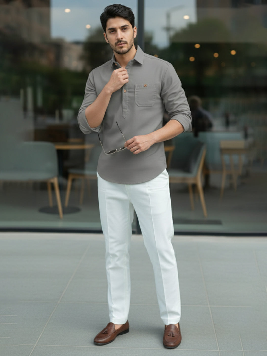 TerraDesi Men's Premium Cotton Short Kurta – Modern Ethnic Essential (SE82)
