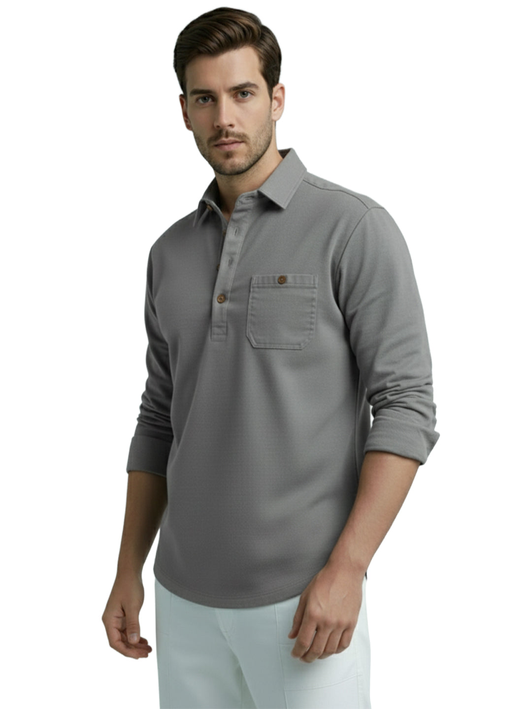 TerraDesi Men's Solid Cotton Short Kurta – Smart Everyday Style (SE88)