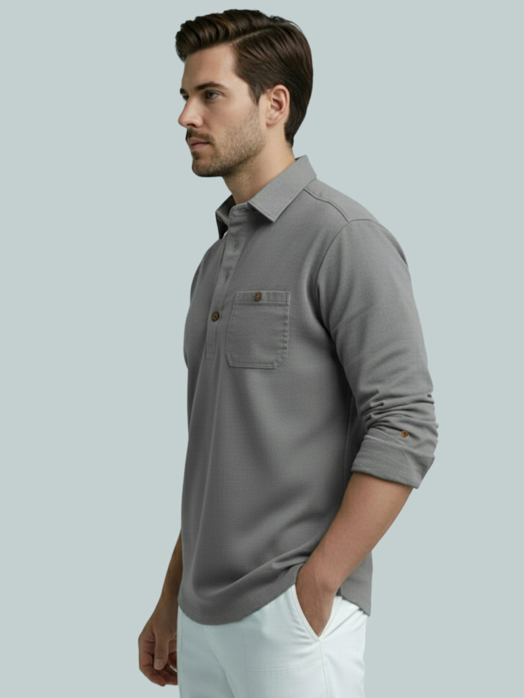 TerraDesi Men's Solid Cotton Short Kurta – Smart Everyday Style (SE88)