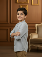 TerraDesi Junior Alabaster Grace Solid Mandarin Shirt