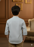 TerraDesi Junior Alabaster Grace Solid Mandarin Shirt