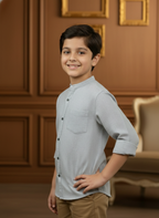 TerraDesi Junior Alabaster Grace Solid Mandarin Shirt