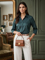 Verdant Heritage Satin Shirt – Timeless Botanical Elegance