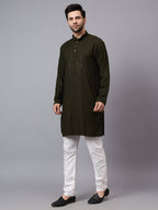 TerraDesi Regal Ruby Chikankari Sequined Triangle Embroidered Kurta Pajama Set