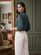 Verdant Heritage Satin Shirt – Timeless Botanical Elegance