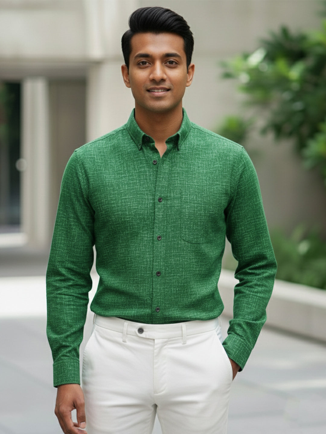 TerraDesi Charcoal Crosshatch Artisan Cotton Shirt