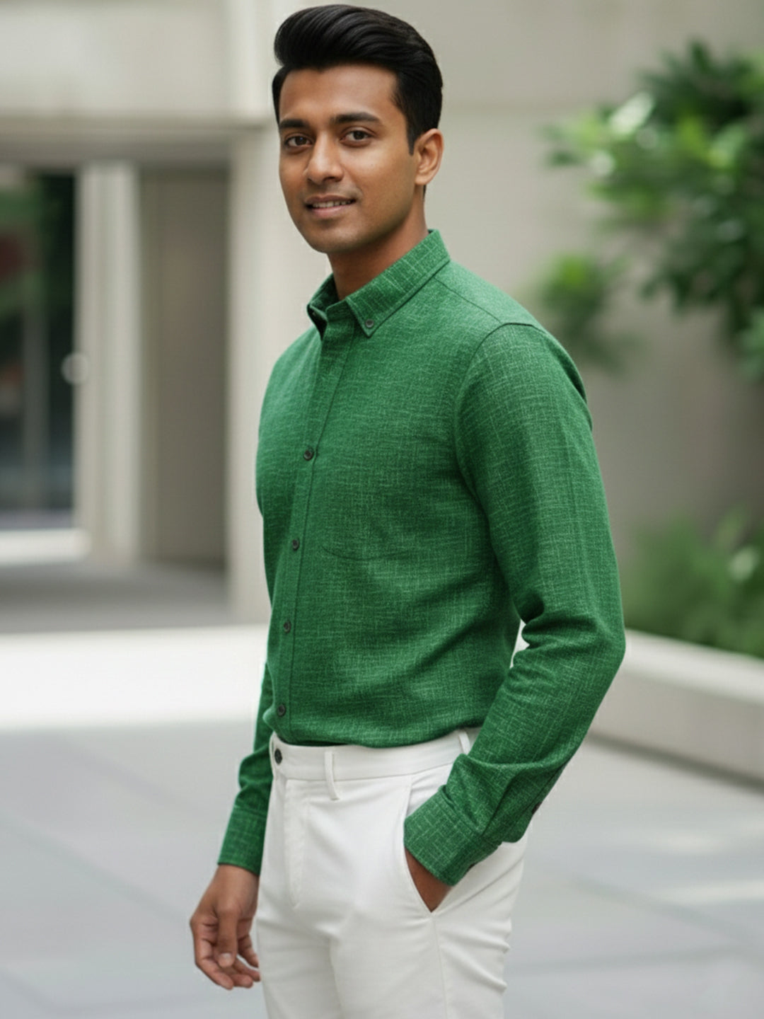 TerraDesi Charcoal Crosshatch Artisan Cotton Shirt