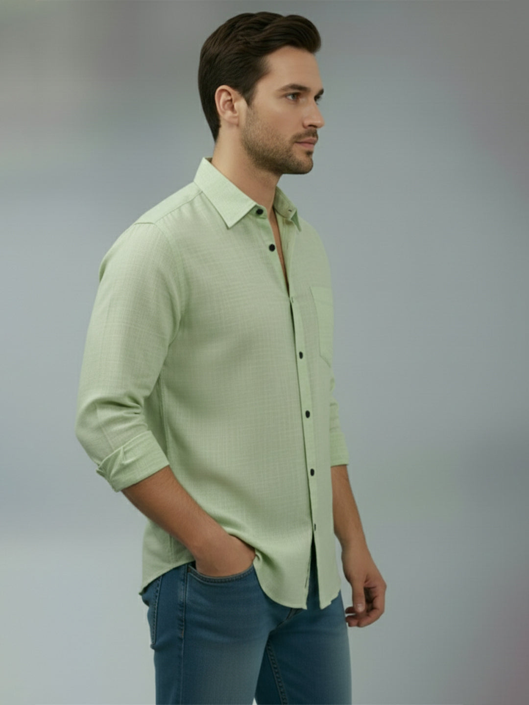 TerraDesi Saffron Ember Solid Cotton Formal Shirt