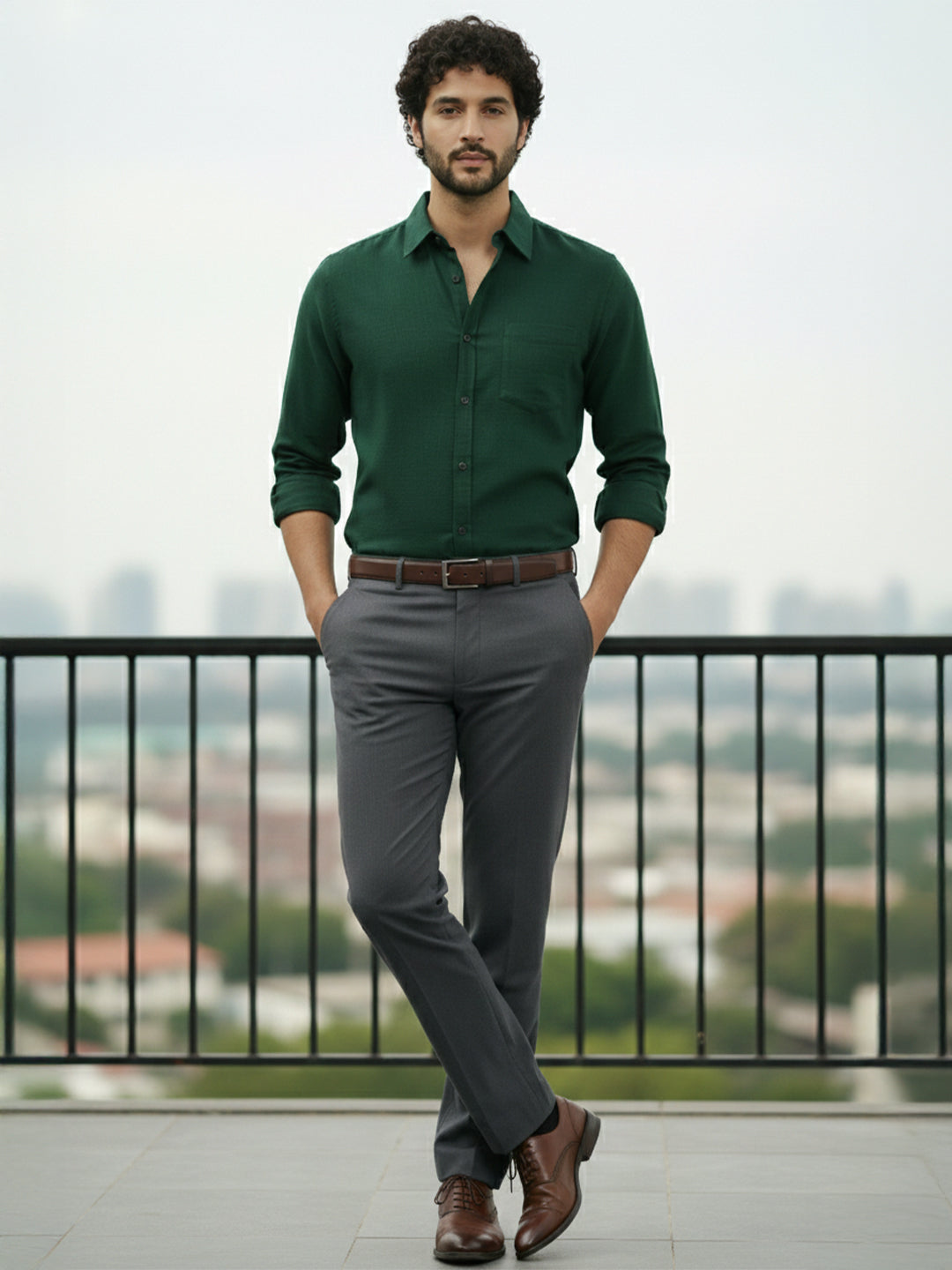 TerraDesi Ruby Regal Solid Cotton Blend Formal Shirt