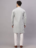 TerraDesi Royal Pista Bloom Chikankari Sequined Kurta Pajama Set