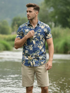 TerraDesi Indigo Riverbank Botanical Cotton Shirt