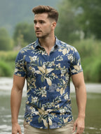 TerraDesi Indigo Riverbank Botanical Cotton Shirt